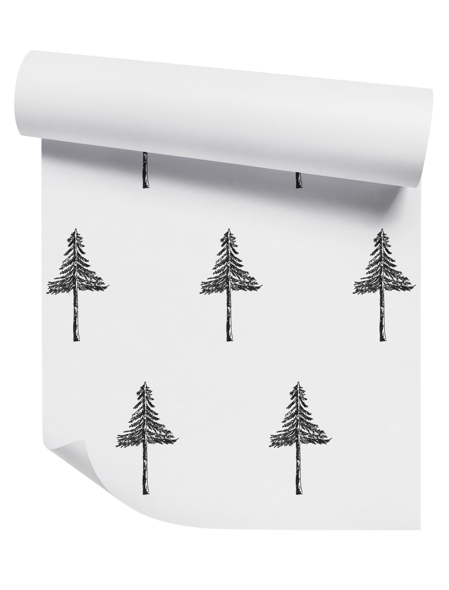 Pine Tree Black and White Wallpaper