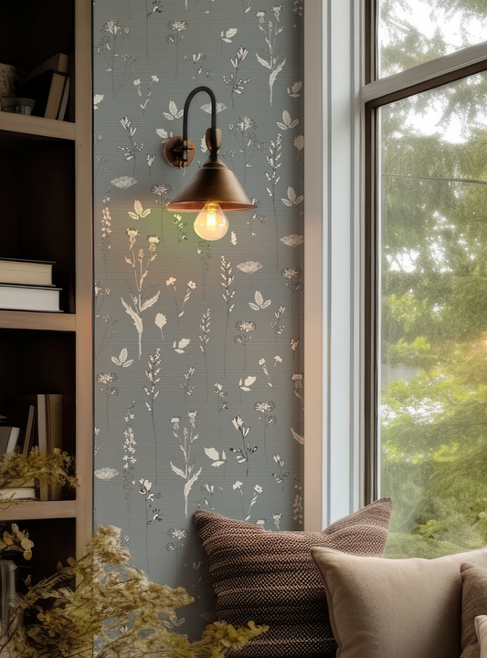 Nature Study on Slate Blue Wallpaper