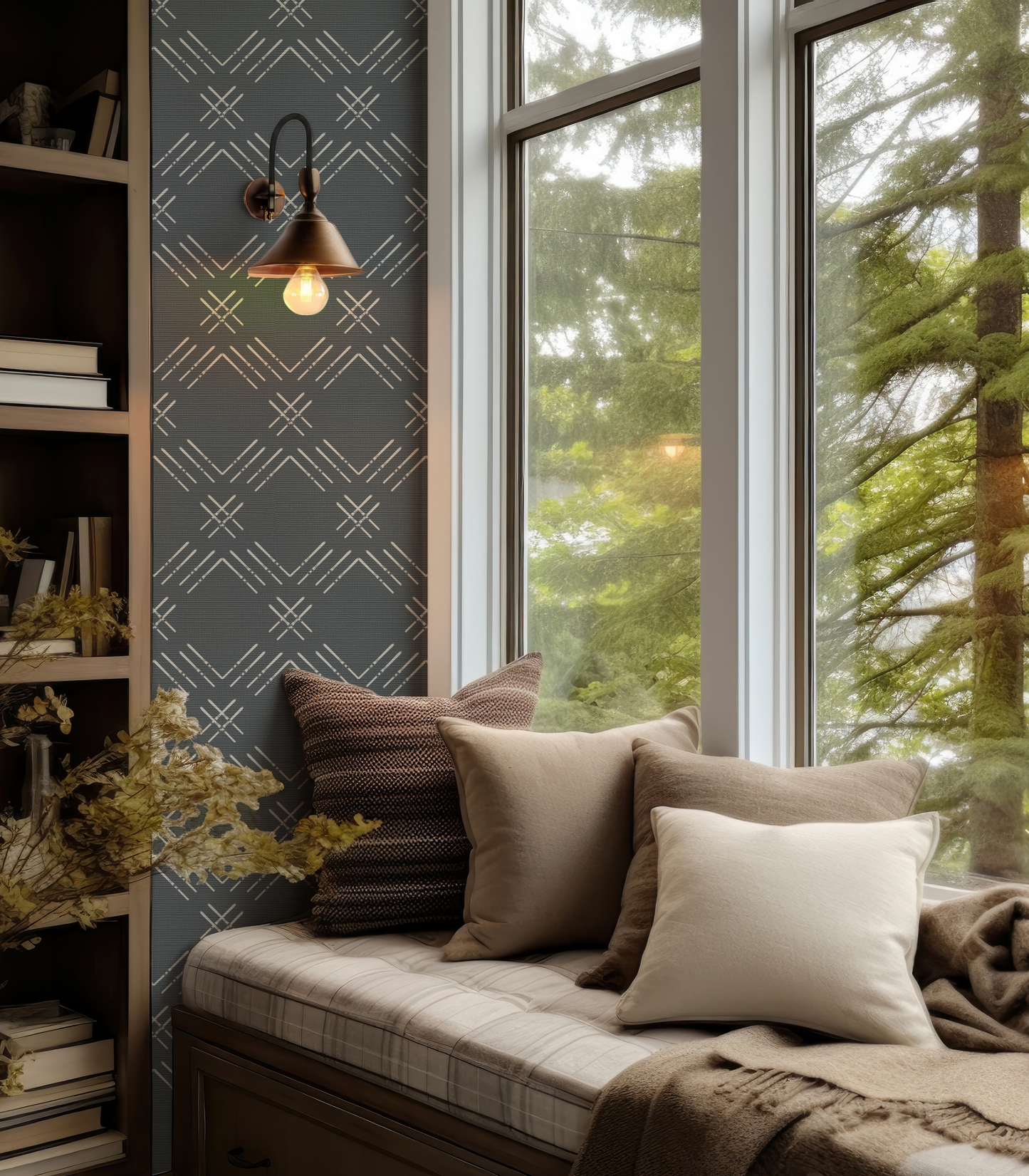 Gray Ski Diamond on Dark Navy Wallpaper