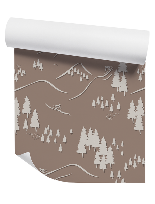 Mountain Skier Wallpaper on Terracotta