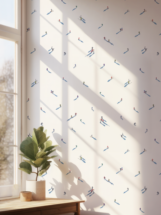 Ski Hill on White Wallpaper