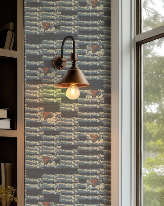 Buffalo Stripe on Blue Wallpaper - Art by Mike Warren