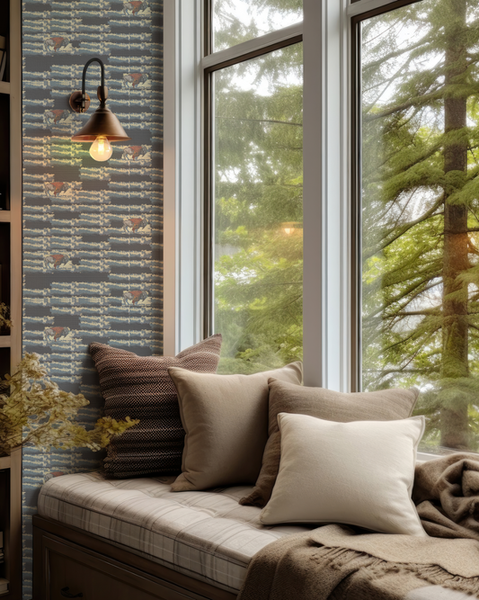 Buffalo Stripe on Blue Wallpaper - Art by Mike Warren