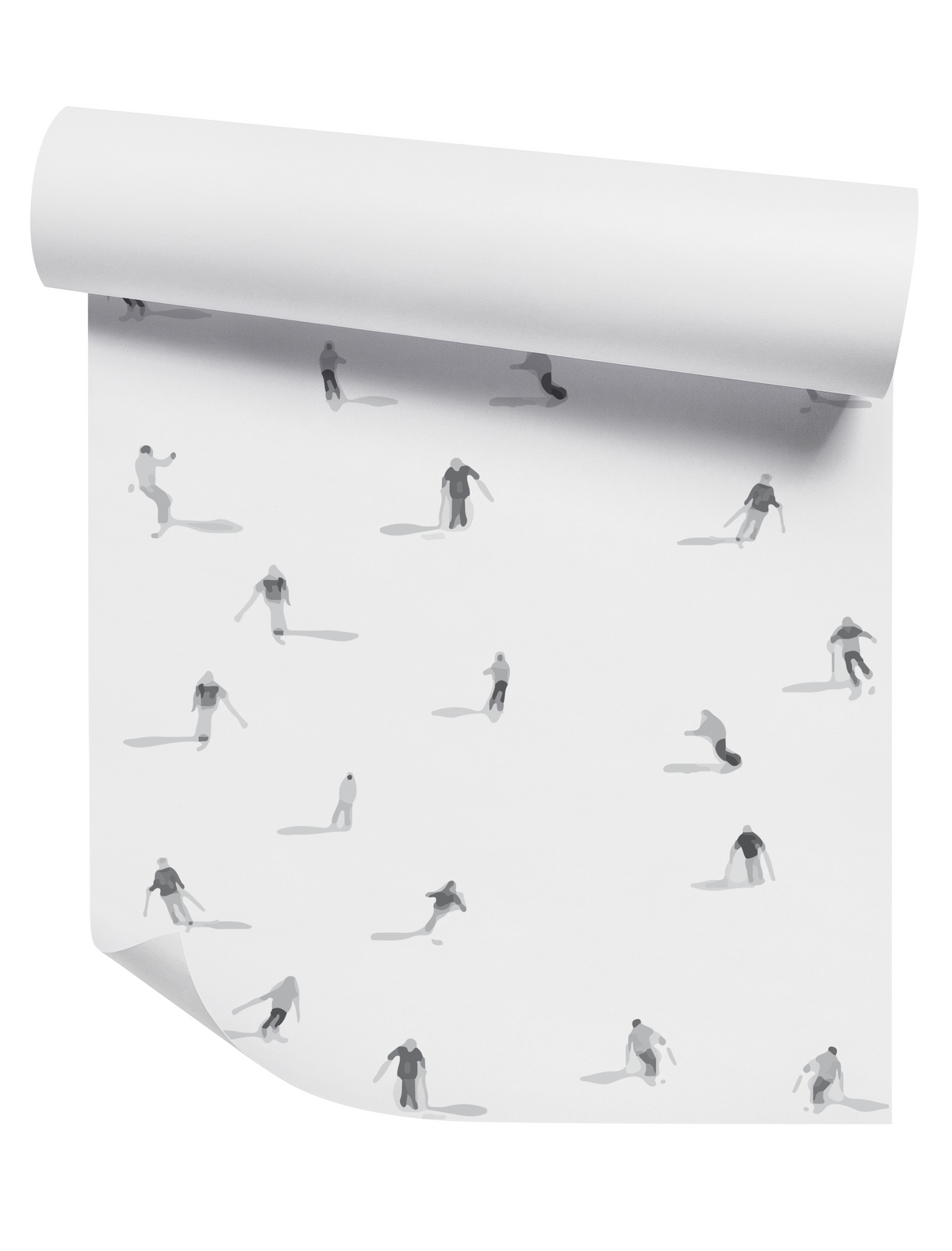 Close-up of abstract skiers in grey tones on ski wallpaper