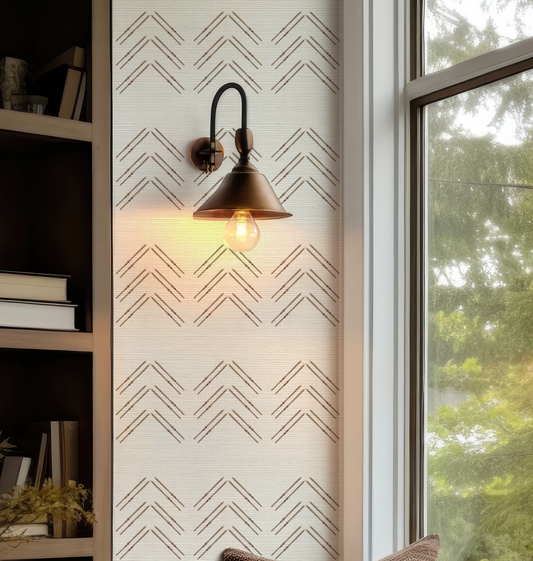 Ski Arrow Natural on Off White Wallpaper