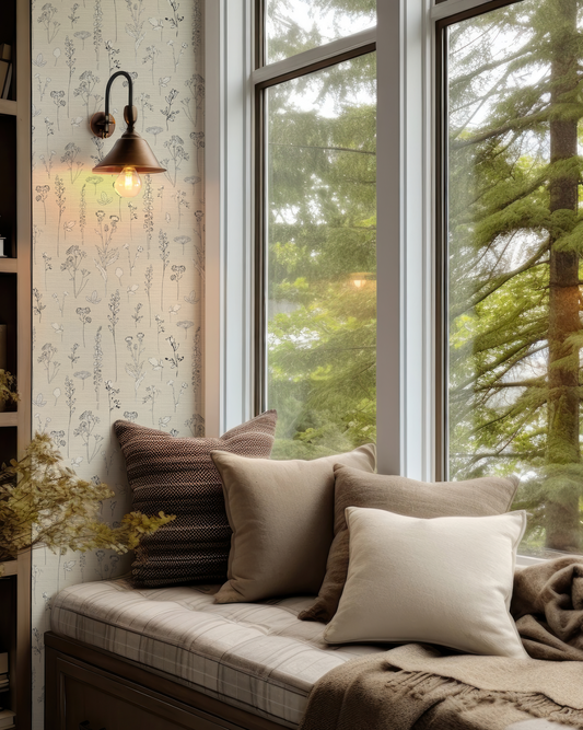 Nature Study on Off-White Wallpaper