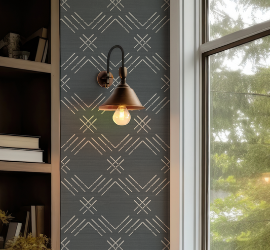 Gray Ski Diamond on Dark Navy Wallpaper