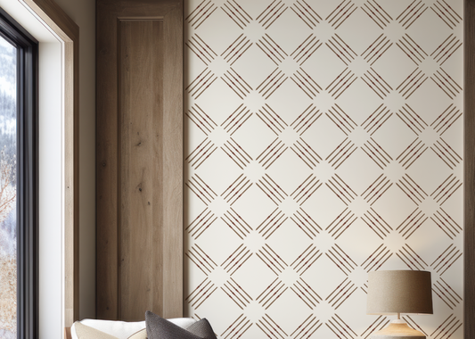 Ski Quad Diamond on Off White Wallpaper