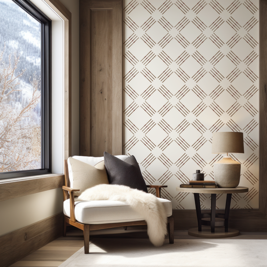 Ski Quad Diamond on Off White Wallpaper
