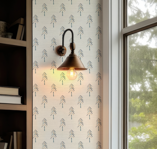Painted Pine Petite on White Wallpaper