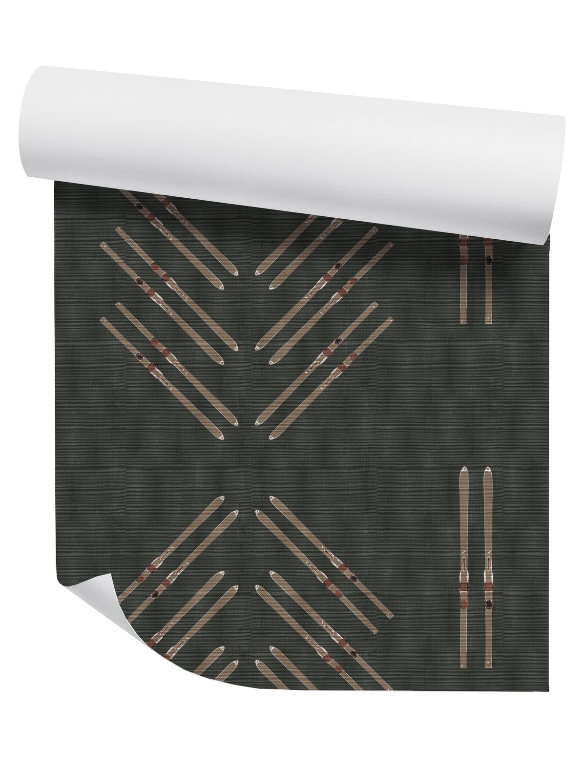 Vintage ski diamond stripe grasscloth wallpaper in a mountain home interior. Ski Wallpaper Roll.