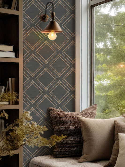 Vintage Ski Diamond on Black Wallpaper