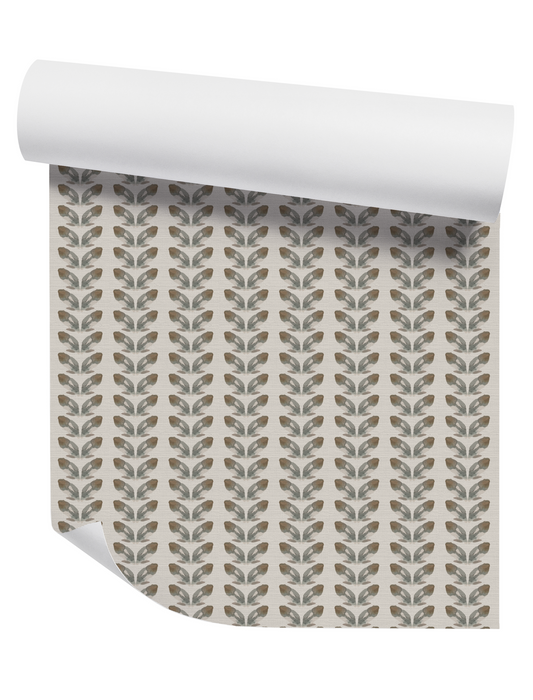 Willow + Wild Petal Stripe Cream Grasscloth Wallpaper Roll - 32" x 22'
